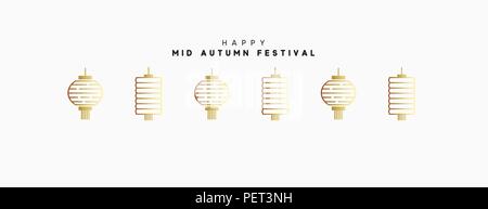 Mid Autumn Festival. National holiday in China. Chinese, traditional lanterns in line art style Stock Vector