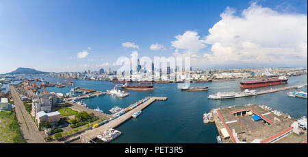 Aerial view of kaohsiung city and harbor. Taiwan. Stock Photo