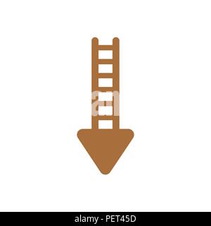 Vector illustration concept of wooden ladder icon with arrow showing down. Stock Vector