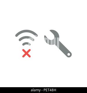 Vector illustration concept of fix wireless wifi connection problem. Stock Vector