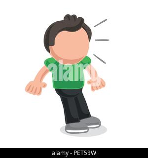 Vector hand-drawn cartoon illustration of man shocked and surprised. Stock Vector