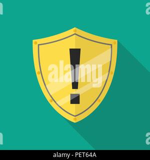Protective shield alert. Flat icon with long shadow Stock Vector