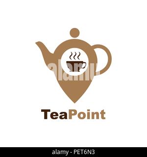 Tea location icon. Map pointer with teacap icon. Pin map symbol in style design. Vector illustration Stock Vector