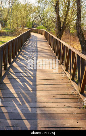 Wooden bridge in Croatia, Kopacki rit. Stock Photo