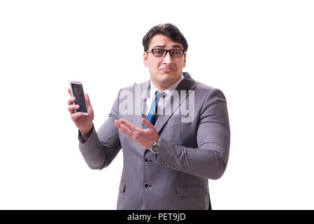 Businessman with mobile phone isolated on white Stock Photo