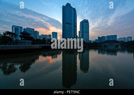 Downtown of Chengdu, Sichuan, China. Chengdu is the largest and the fastest growing city in South West China. Stock Photo