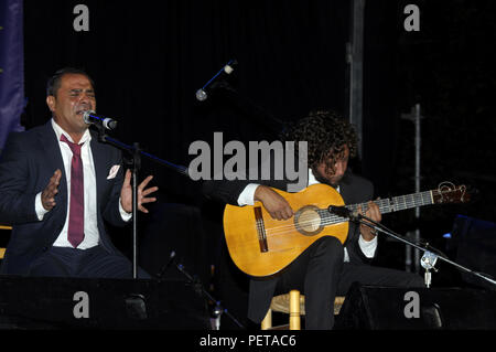 Barcelona, Spain. July 14th, 2018. Performance of the Jerez-born cantaor José Carpio -El Mijita- accompanied by the guitar of Agustin de la Fuente, du Stock Photo