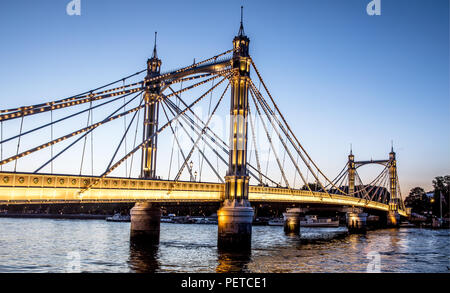 Albert Bridge At Night London UK Stock Photo
