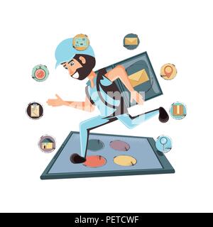 courier delivery service with set icons vector illustration design Stock Vector