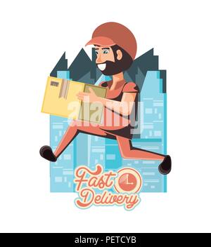 courier delivery service with box vector illustration design Stock Vector