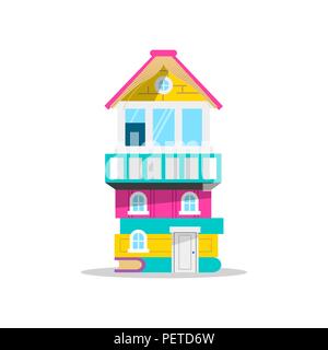 House made of colorful children books on isolated white background, concept illustration for kids imagination or school education. EPS10 vector. Stock Vector