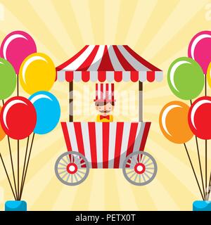 salesman balloons booth carnival fun fair vector illustration Stock ...