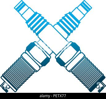 crossed spark plugs parts industry automotive Stock Vector