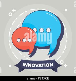 innovation and technology design with speech bubbles icon over gray background, colorful design. vector illustration Stock Vector