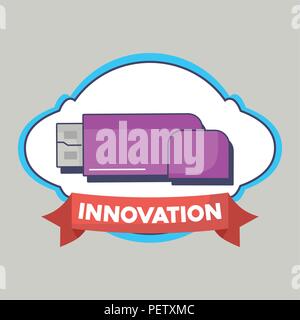 decorative frame with usb icon over gray background, colorful design. vector illustration Stock Vector