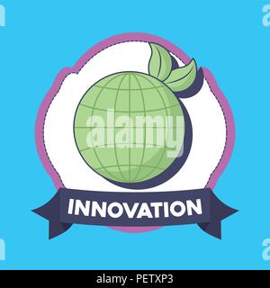 decorative frame with global sphere icon over blue background, colorful design. vector illustration Stock Vector