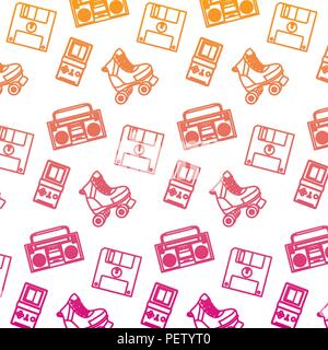 degraded line retro thing old equipment background Stock Vector