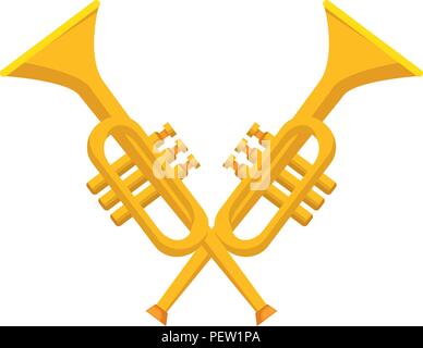 trumpets crossed instruments musical icon vector illustration design Stock Vector