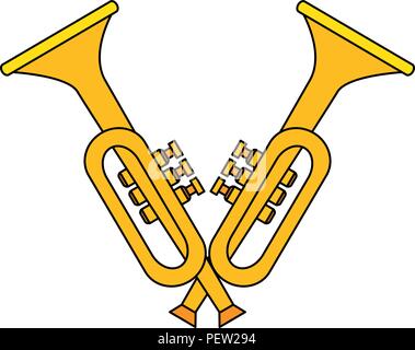 trumpets crossed instruments musical icon vector illustration design Stock Vector