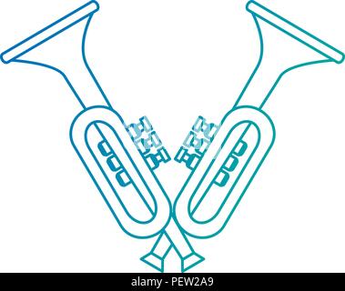 trumpets crossed instruments musical icon vector illustration design Stock Vector