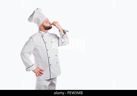 Funny chef with beard cook. Stock Photo