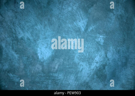 Old stucco plaster blue painted wall abstract background Stock Photo
