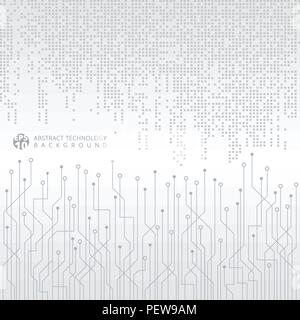 Abstract technology digital data gray square pattern with circuit board on white background. Vector illustration Stock Vector