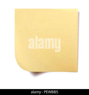 Yellow square sticky post note isolated on white Stock Photo