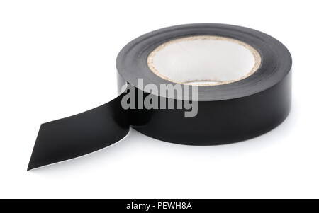 Roll of black duct tape isolated on white Stock Photo