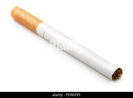 Single full cigarette isolated on white Stock Photo