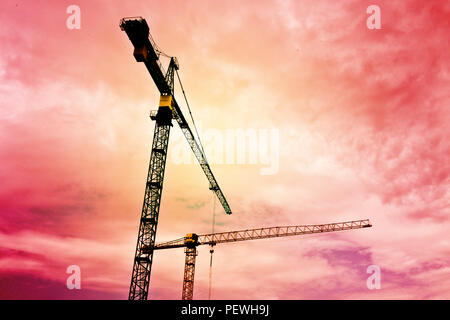 construction tower cranes Stock Photo