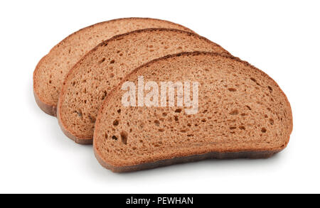 Three slices of rye bread isolated on white Stock Photo