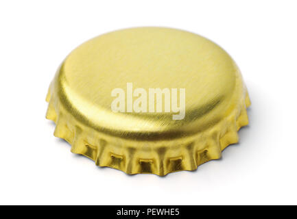 Golden blank bottle cap isolated on white Stock Photo