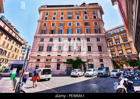 Rome,Italy - July 19, 2018:Beautiful Suburra Square in Monti district with entrance of of Metro B Cavour stop. It is located in Via Cavour Stock Photo