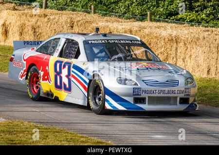 2007 Red Bull Toyota Camry NASCAR winner with driver Patrick Friesacher at the 2018 Goodwood Festival of Speed, Sussex, UK. Stock Photo