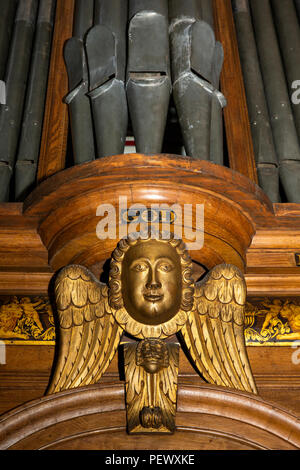 UK, Cumbria, Eden Valley, Appleby, St Lawrence’s Church, 1545 Organ, brought from Carlisle Cathedral in1683 and installed in 1722 Stock Photo