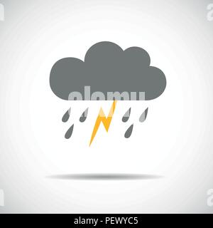 Rain and lightning single flat icon vector illustration EPS10 Stock Vector