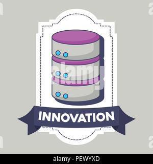 decorative frame with data server  over gray background, colorful design. vector illustration Stock Vector