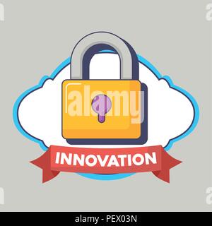 decorative frame with padlock over gray background, colorful design. vector illustration Stock Vector