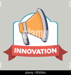 decorative frame with megaphone icon over gray background, colorful design. vector illustration Stock Vector