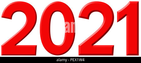 Inscription 2021, isolated on white background, 3d render Stock Photo