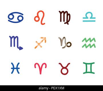 colorful zodiac outline stylized sign horoscope vector illustration EPS10 Stock Vector