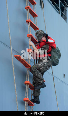 An 11-meter closed-cabin rigid hull inflatable boat (RHIB) acts as a ...