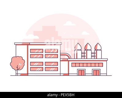 Factory - modern thin line design style vector illustration Stock Vector