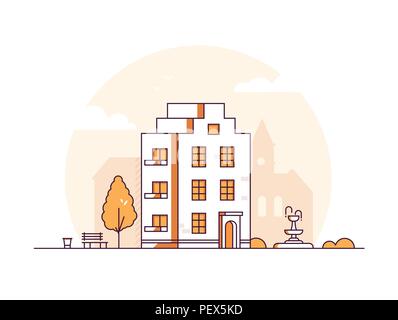 Apartment house - modern thin line design style vector illustration Stock Vector