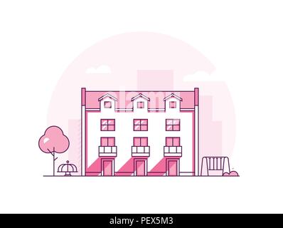 Apartment house - modern thin line design style vector illustration Stock Vector