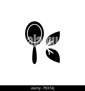 Hand Mirror line icon black on white background Stock Vector