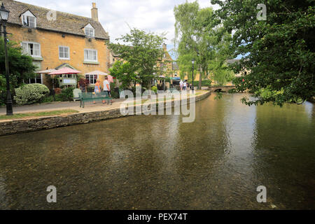 Summer, Bridges over the River Windrush, Bourton on the Water village, Gloucestershire, Cotswolds, England, UK Stock Photo