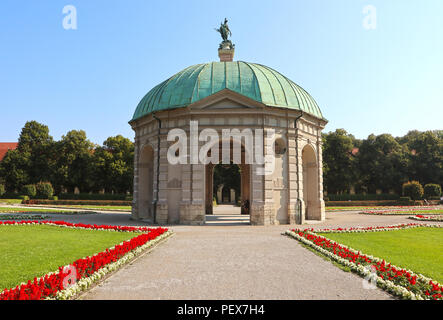 Munich, Germany, summer view of the Hofgarten round pavilion in the baroque garden built in17th century by Maximilian I, Elector of Bavaria in Italian Stock Photo