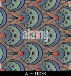 Vibrant gradient seamless fairy shells vector blue and red pattern Stock Vector